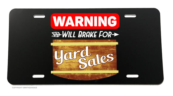 Yard Sales Warning Funny Joke Gag Prank Vintage Style License Plate Cover - OwnTheAvenue