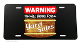 Yard Sales Warning Funny Joke Gag Prank Vintage Style License Plate Cover - OwnTheAvenue
