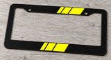 Yellow Sport Racing Stripe JDM Racing Model V01 Black License Plate Frame