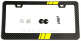 Yellow Sport Stripe Racing Style Carbon Fiber License Plate Frame