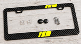 Yellow Sport Stripe Racing Style Carbon Fiber License Plate Frame