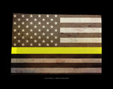 x2 USA American Flags Yellow Colored Line Support Dispatchers Grunge Style 8.1"