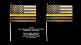 x2 USA American Flags Yellow Colored Line Support Dispatchers Grunge Style 8.1"
