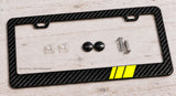 Yellow Sport Stripe Model V001 Carbon Fiber License Plate Frame - OwnTheAvenue
