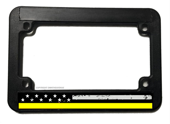 Support Dispatchers USA American Flag Yellow Motorcycle License Plate Frame - OwnTheAvenue