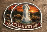 2 Pack - Yellowstone Souvenir Geiser Bison Vinyl Sticker Decals 4"