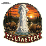 2 Pack - Yellowstone Souvenir Geiser Bison Vinyl Sticker Decals 4"