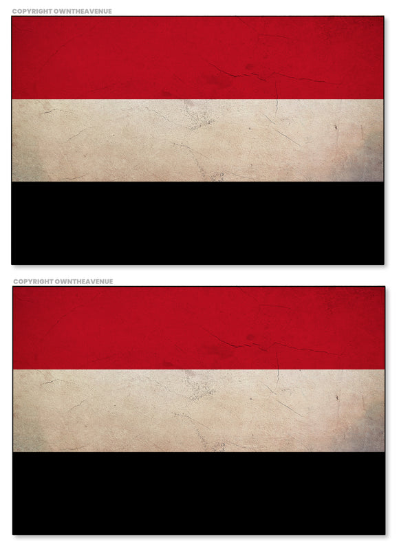 2Pcs Yemen World Country Flags Vintage Style Vinyl Sticker Decals 4