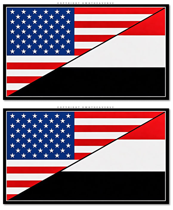 2Pcs Yemen USA American World Country Flags Vinyl Sticker Decals 4