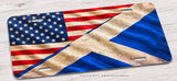 Scotland Scottish USA American Flag Rustic Style Model V01 Auto Metal License Plate