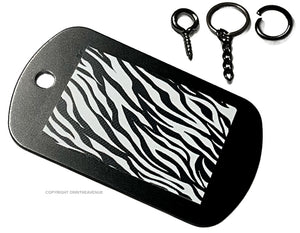 Zebra Print Stripe Pattern Keychain Necklace Metal Tag - OwnTheAvenue