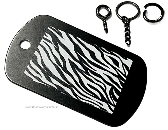 Zebra Print Stripe Pattern Keychain Necklace Metal Tag - OwnTheAvenue