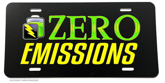 Zero Emissions Electric Car Vehicle EV Battery Funny License Plate Cover