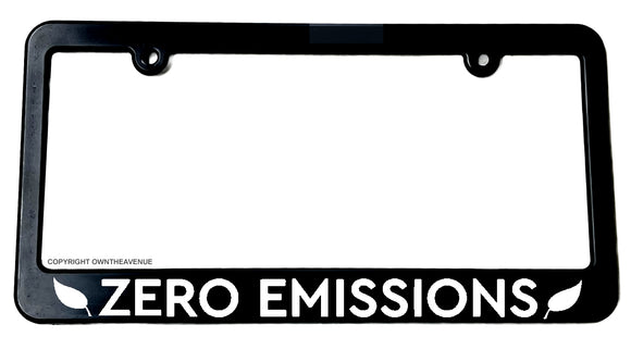Zero Emissions Electric Car Vehicle EV Clean Energy Slim License Plate Frame - OwnTheAvenue