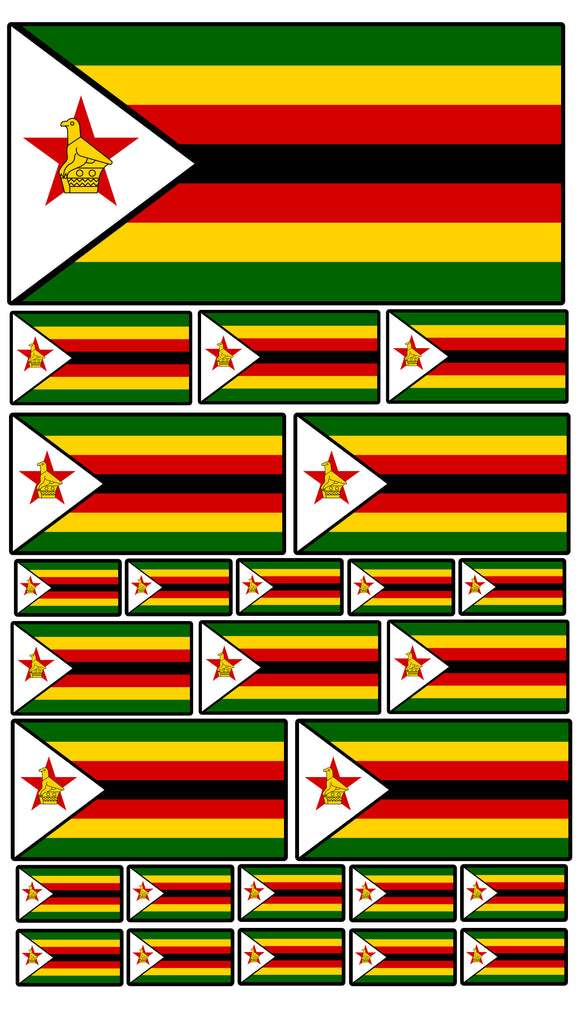 26Pcs Pack Lot Zimbabwe World Country Flags Assorted Vinyl Sticker Decals - OwnTheAvenue
