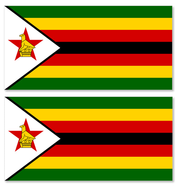 2Pcs Zimbabwe Zimbabwean World Country Flags Vinyl Sticker Decals 4