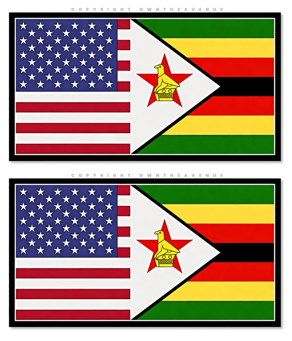 2Pcs Zimbabwe USA American World Country Flags Vinyl Sticker Decals 4