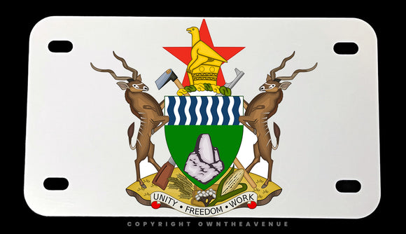 Zimbabwe Coat of Arms Motorcycle Metal License Plate - OwnTheAvenue