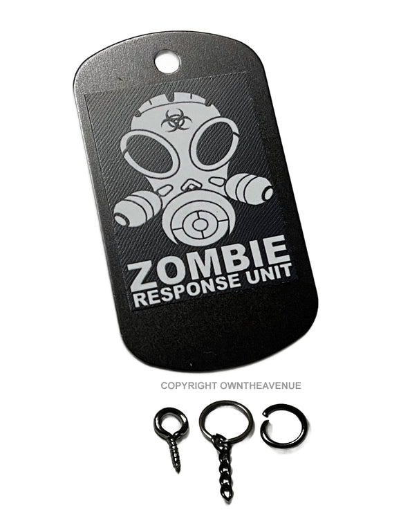 Zombie Response Unit Funny Joke Keychain Necklace Metal Tag