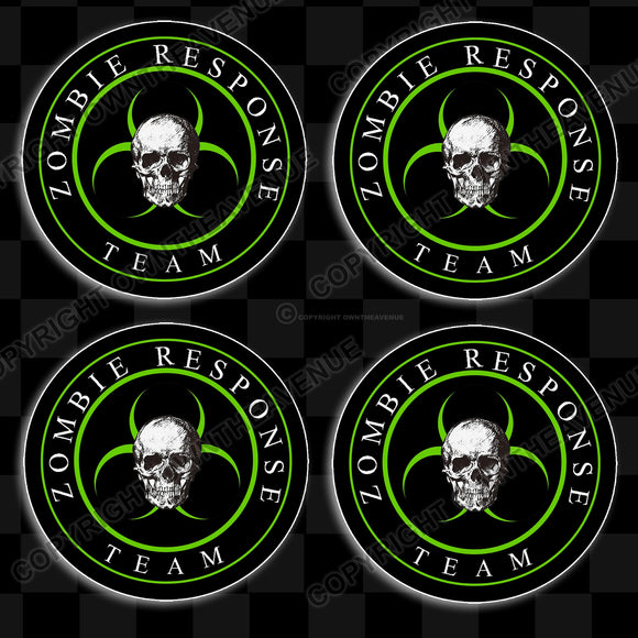 x4 Pack Lot Zombie Response Team Skull Apocalypse Vinyl Stricker Decals 2.5