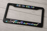Antisocial JDM Drift Race Kanji Japanese Holographic License Plate Frame
