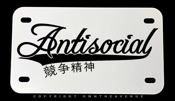 Antisocial Racing Kanji Japanese Motorcycle Metal License Plate