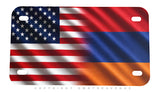 USA American Armenia Flag Wavey Style Motorcycle Metal License Plate - OwnTheAvenue