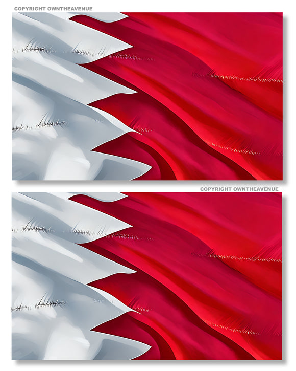 x2 Bahrain World Wavey Flag Country Car Truck Vinyl Sticker Decals 4