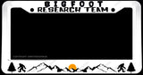 Bigfoot Research Team Mountains Forest Nature Funny Joke White License Plate Frame - OwnTheAvenue