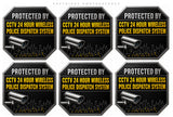 6 Pack - Warning Protected by CCTV Sticker 24 Hour Surveillance Camera Decals Black - 3" Inches Long Each - OwnTheAvenue