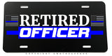 Retired Support Police Blue Colored Line Flag Auto License Plate