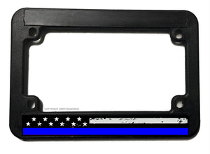 USA American Flag Distressed Support Police Blue Motorcycle License Plate Frame - OwnTheAvenue