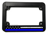 USA American Flag Distressed Support Police Blue Motorcycle License Plate Frame - OwnTheAvenue
