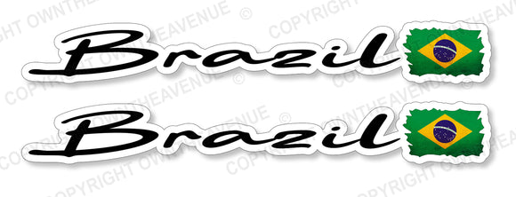 2Pcs Brazil Brazilian Vintage Style Flags Racing Vinyl Sticker Decals 5