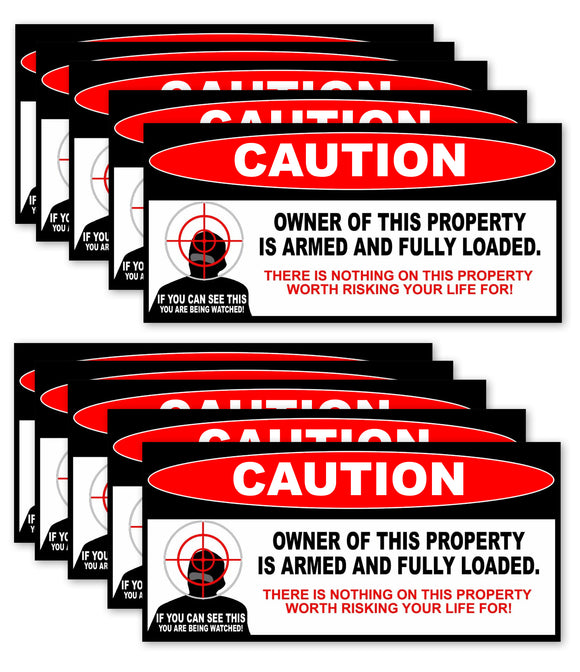 x10 Owner Armed Warning Sticker 2nd Amendment Decal Gun Firearm 6