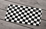 Checkered Pattern Motorcycle Metal License Plate