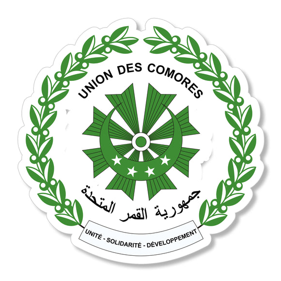 Comoros Coat of Arms Car Truck Window Bumper Laptop Cup Cooler Sticker Decal