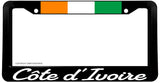 Cote d Ivoire World Country Flag V01 Black License Plate Frame - OwnTheAvenue