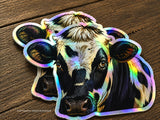 2Pcs Cow Head Holographic Vinyl Sticker Decals