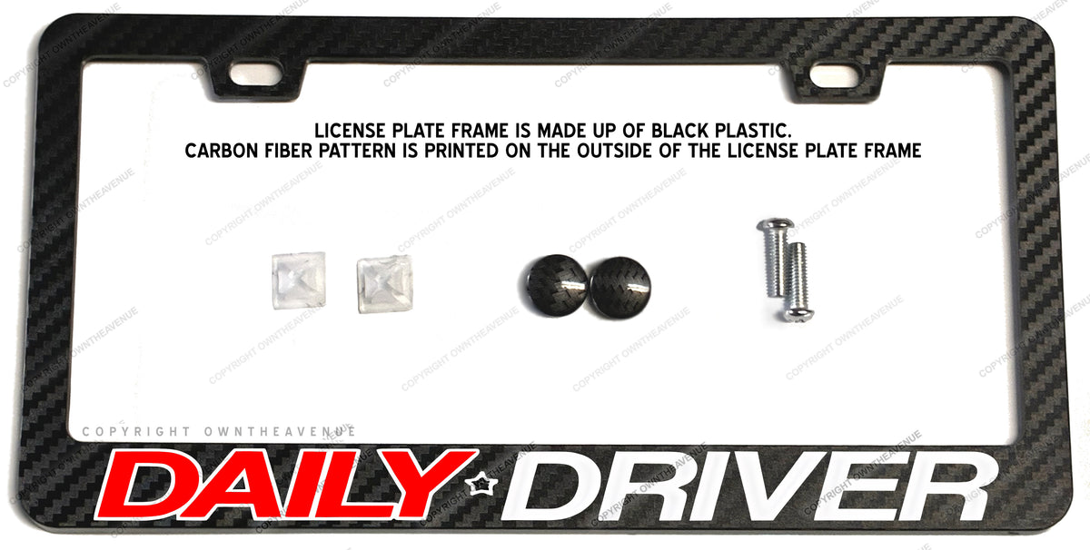 Daily Driver Racing Drifting JDM Carbon Fiber License Plate Frame