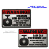 2 Pack - Notice Dash Cam Security Warning Alarm Vehicle Vinyl Sticker Decals Metallic Model - 4.5" Inches Long Side Each - OwnTheAvenue