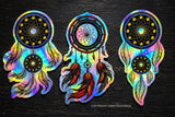 3Pcs Dreamcatcher Dream Catcher Native American Holographic Sticker Decals