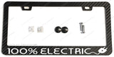 100 Percent Electric Racing Style Car Vehicle EV License Plate Frame - OwnTheAvenue