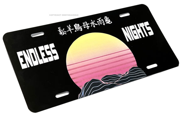Endless Nights Synth Wave Kanji JDM Racing Drifting Auto License Plate - OwnTheAvenue