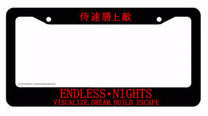 Endless Nights Japanese Lowered JDM Drift License Plate Frame BlkFr8m/ Red Art