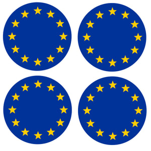 x4 European Union Flag Stickers Flag Decals Vinyl Stickers Round 2" Each