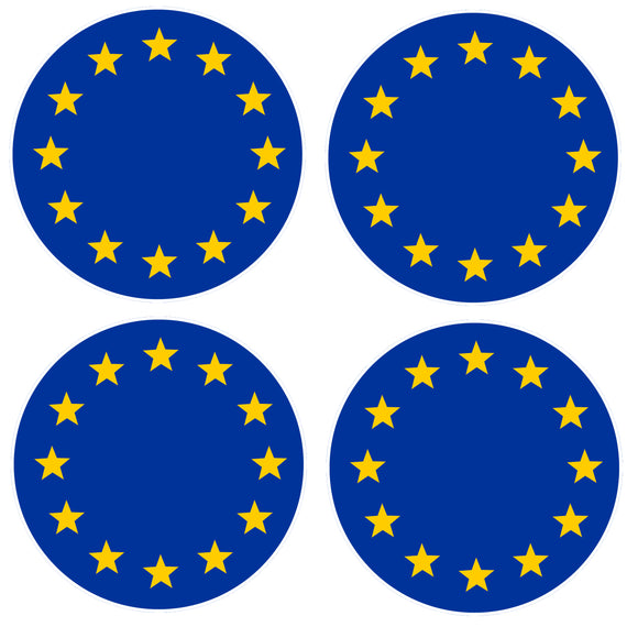 x4 European Union Flag Stickers Flag Decals Vinyl Stickers Round 2