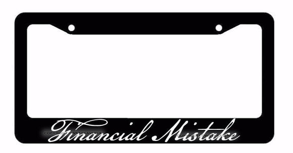 JDM Financial Mistake Tuner Racing Drifting Low Black License Plate Frame (Fm2F)