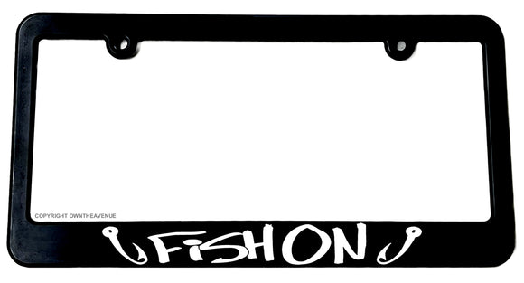 Fish On Fishing Funny Humor Joke Model 2 License Plate Frame - OwnTheAvenue