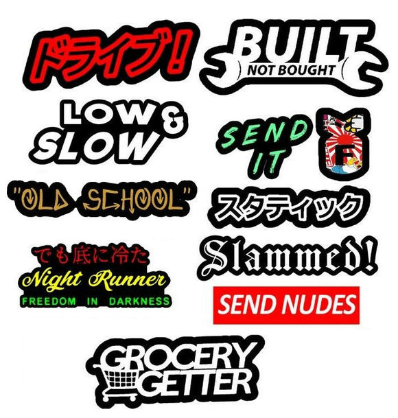 JDM 11 Car Sticker Decal Mega Pack Lot Tuner Low Funny Boost Drift Race Type2BR - OwnTheAvenue